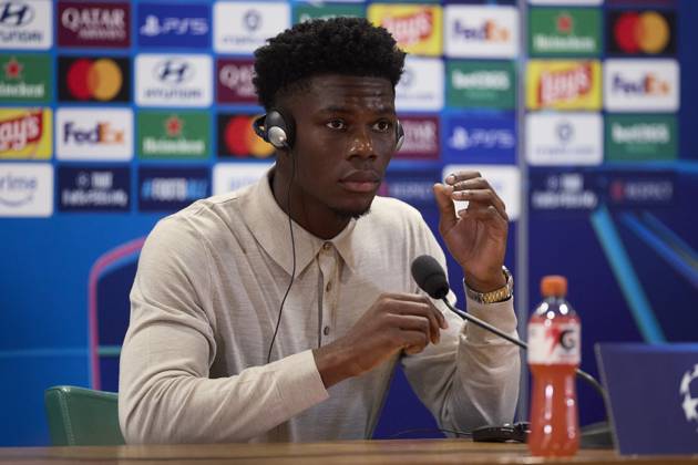 October 13, 2026, Rome, Italy: Aurelien Tchouameni (Real Madrid CF) attends a press conference, PK, Pressekonferenz on the eve of the UEFA Champions League 2026 2027 match between AS Roma and Real Madrid CF..Real Madrid CF is holding its pre-match press conference ahead of its second UEFA Champions League game. UEFA Champions League 2026 2027 - Real Madrid CF Press Conference In Rome, Italy - 13 Oct 2026  - ZUMAs197 20261013_aaa_s197_134 Copyright: xFedericoxTitonex
