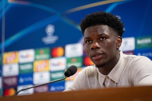Real Madrid C.F. Training Session And press conference, PK, Pressekonferenz - UEFA Champions League 2026 27 League Phase MD2 Aurelien Tchouameni of Real Madrid CF speaks to the media during the press conference on day ahead of the UEFA Champions League 2026 27 League Phase MD2 at at Olympic Stadium on October 13, 2026 in Rome, Italy Rome Olympic Stadium Lazio Italy Copyright: xGiuseppexMaffiax 261013_UCL_RealMadrid_pressconference_GM_08889