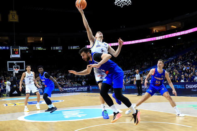 October 13, 2026, Germany, GER, DEU, Basketball, Champions League (BCL), Day 1, 2026–2027 Season, Berlin, ALBA Berlin vs. Igokea Sam Griesel (ALBA Berlin 5), Haris Delalic (Igokea 9), nordphoto GmbH, Engler, Berlin, Uber Arena, Berlin, Germany Copyright: xNordphotox xEnglerx