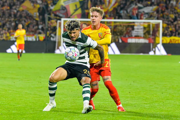 FOOTBALL : RC Lens vs Sporting Club Portugal - Ligue des Champions - Phase de Ligue - Journée 2 - 13 10 2026 Maxi Araujo (Sporting Club Portugal) Michal Skoras (RC Lens) LensFrance Copyright: xBaptistexAutissierx