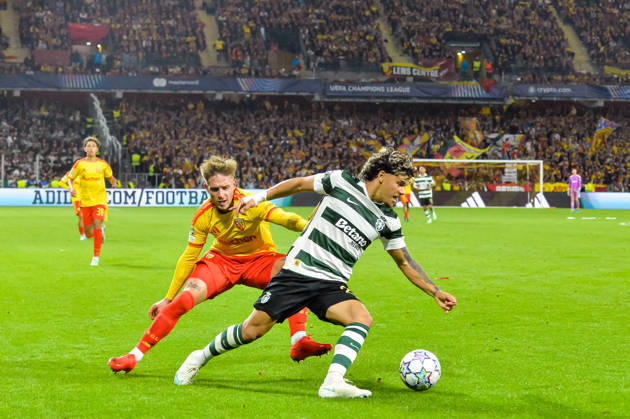 FOOTBALL : RC Lens vs Sporting Club Portugal - Ligue des Champions - Phase de Ligue - Journée 2 - 13 10 2026 Maxi Araujo (Sporting Club Portugal) Michal Skoras (RC Lens) LensFrance Copyright: xBaptistexAutissierx
