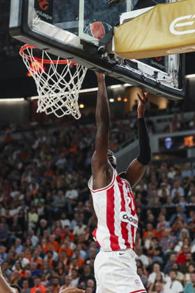 October 13, 2026, Valencia, Valencia, Spain: Mbaye Ndiaye of Olympiacos Piraeus in action during the Euroleague Basketball Regular Season Round 5 game between Valencia Basket and Olympiacos Piraeus Roster at Roig Arena on October 13, 2026 in Valencia, Spain. Valencia Spain - ZUMAa181 20261013_zaa_a181_063 Copyright: xIrinaxR.xHx