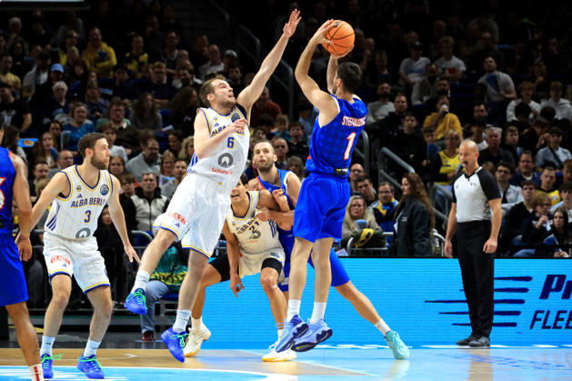 October 13, 2026, Germany, GER, DEU, Basketball, Champions League (BCL), Day 1, 2026–2027 Season, Berlin, ALBA Berlin vs. Igokea JORDAN FORD ALBA Berlin 3, MALTE DELOW ALBA Berlin 6, Lazar Stefanovic Igokea 1 nordphoto GmbH Engler Berlin Uber Arena Berlin Germany Copyright: xNordphotox xEnglerx