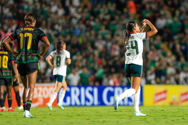 MEXICAN WOMEN S NATIONAL TEAM MEXICO VS. JAMAICA, INTERNATIONAL FRIENDLY, OCTOBER 13, 2026, QUERÉTARO, MEXICO Action photo of Maricarmen Reyes (No. 24) of Mexico celebrating a goal against Jamaica during an international friendly match at the Estadio Corregidora in Querétaro, Mexico. PHOTO BY IMAGENSHOP AGENCIA FOTOGRAFICA QUERÉTARO, QUERÉTARO, MEXICO Copyright: xLUISxGONZALEZx