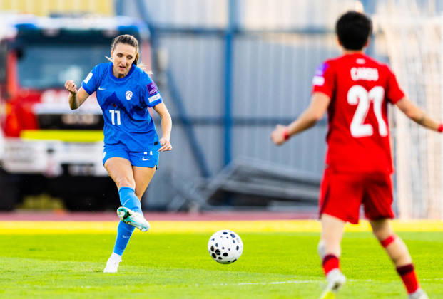 SOCCER - FIFA World Cup, WM, Weltmeisterschaft, Fussball - Women s Qualifiers - Slovenia vs. Turkey Photo by IPA ABACAPRESS.COM89666611 - Lara Prasnikar of Slovenia (SLO) during a soccer match between Slovenia (SLO) and Turkey (TUR) in Round 1 of the Playoffs of the 2027 FIFA Women s European Qualifiers at Domzale Stadium, Domzale, Slovenia, on October 13, 2026. Photo by Nik Moder Moder Photo Agency during the Women s Qualifiers—Slovenia vs. Turkey, a FIFA World Cup match on October 13, 2026  Copyright: xIPAxSport ABACAx