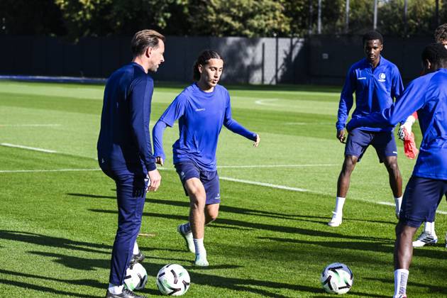 Gent s Mohammed El Adfaoui pictured in action during a training session of Belgian soccer team KAA Gent, Wednesday 14 October 2026 in Gent. The team is preparing for the opening match of the UEFA Conference League league phase against Danish Aarhus GF tomorrow. TOMxGOYVAERT  x189774310x