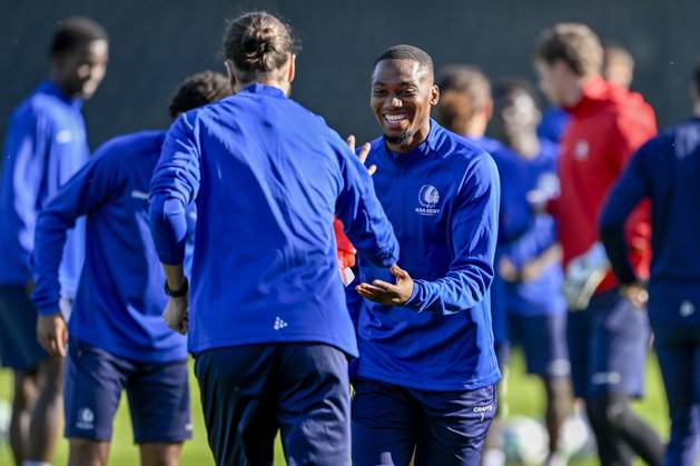 KAA Gent v AGF Aarhus - UEFA Conference League Media Activities 14 10 2026 GENT, BELGIUM - OCTOBER 14 : Balikwisha Michel-Ange forward of KAA Gent pictured during a training session ahead of the UEFA Conference League 2026 27 League Phase matchday 1 match between KAA Gent and AGF Aarhus on October 14, 2026 in Gent, Belgium, 14 10 2026 Gent Belgium  Copyright: xJanxDexMeuleneirx