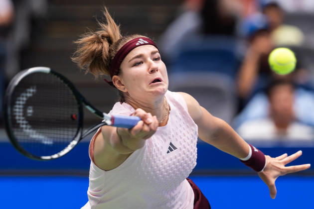 October 14, 2026, Wuhan, Hubei, China: KAROLINA MUCHOVA of Czechia in action against C. McNally of the USA during their Wuhan Open match at the Optics Valley International Tennis Center. Muchova defeated McNally 3:6, 7:6, 7:6. Tennis 2026: WTA, Tennis Damen Wuhan Open: MUCHOVA 3:6 7:6 7:6 MCNALLY - ZUMAs197 20261014_aaa_s197_021 Copyright: xRenxYongx