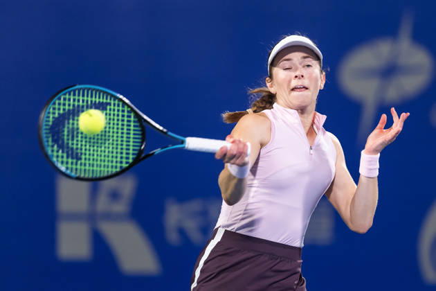 October 14, 2026, Wuhan, Hubei, China: Katie Volynets of USA plays against Hanyu Guo of China ( not in view) during the Wuhan Open final match at the Optics Valley International Tennis Center. Hanyu Guo defeated Katie Volynets with a score of 6-4, 4-6, 7-6. Wuhan China - ZUMAs197 20261014_aaa_s197_114 Copyright: xRenxYongx