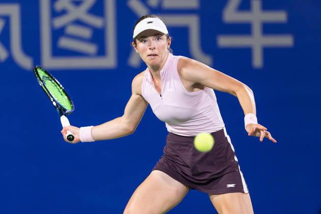 October 14, 2026, Wuhan, Hubei, China: Katie Volynets of USA plays against Hanyu Guo of China ( not in view) during the Wuhan Open final match at the Optics Valley International Tennis Center. Hanyu Guo defeated Katie Volynets with a score of 6-4, 4-6, 7-6. Wuhan China - ZUMAs197 20261014_aaa_s197_116 Copyright: xRenxYongx