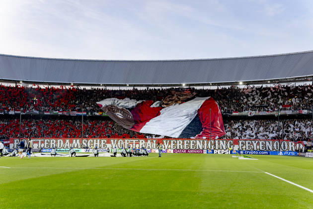 ROTTERDAM Feyenoord fans during the UEFA Champions League match between Feyenoord and Como at De Kuip on October 14, 2026, in Rotterdam, the Netherlands. Photo by DeFodi Images