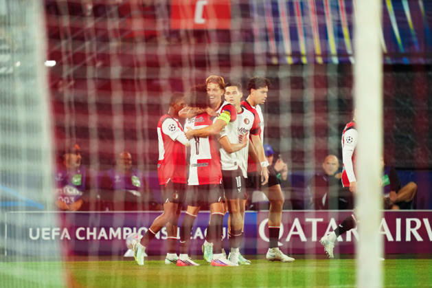 UEFA Champions League: Feyenoord Rotterdam v Como 1907 Rotterdam - Luciano Valente of Feyenoord, Mika Marmol of Feyenoord, Nacho Ferri of Feyenoord during the MD 2 League Phase competition round of the 2026 2027 UEFA Champions League season. The match is set between Feyenoord Rotterdam and Como 1907 at Stadion Feijenoord on 14 October 2026 in Rotterdam, Netherlands. Copyright: xYannickxVerhoevenx