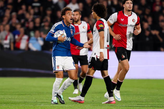 2026-10-14 Feyenoord v Como - UEFA Champions League, league phase, matchday 2 ROTTERDAM, NETHERLANDS - OCTOBER 14: Luis Milla of Como gestures during the UEFA Champions League, league phase, matchday 2 match between Feyenoord and Como at Stadion Feijenoord on October 14, 2026 in Rotterdam, Netherlands. Rotterdam Stadion Feijenoord Netherlands Content not available for redistribution in The Netherlands directly or indirectly through any third parties. Copyright: xHansxvanxderxValkx