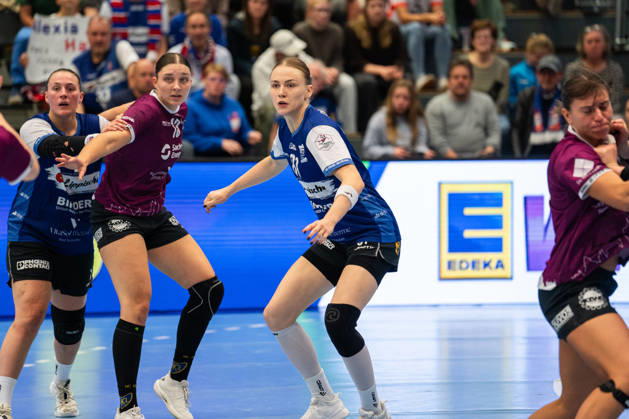 HSG Blomberg Lippe GER vs. HC Leipzig GER, Handball, Women s Handball Bundesliga 1, Matchday 6, 2026–2027 Season, Blomberg, October 14, 2026; Karolina Jurenczyk of HSG Blomberg Lippe, No. 81, on defense at the Blomberg Synflex Arena on Ulmenallee, Germany