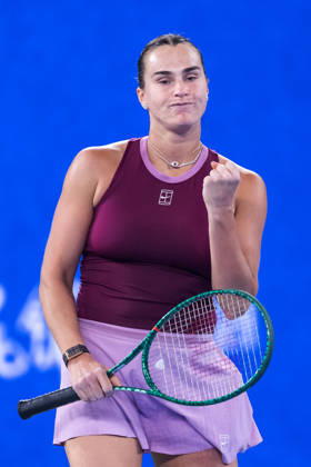 2026 WTA, Tennis Damen Wuhan Open: Aryna Sabalenka - Ann Li in wuhan, China - 14 Oct 2026 Aryna Sabalenka of Belarus celebrates her win against Ann Li of USA (not in view) during their women s singles match on day 3 of Wuhan Open at the Optics Valley International Tennis Center in Wuhan. Ann li defeated Aryna Sabalenka with a score of 3-6, 6-4, 7-6. wuhan China Copyright: xRenxYongx xSOPAxImagesx DSC04697