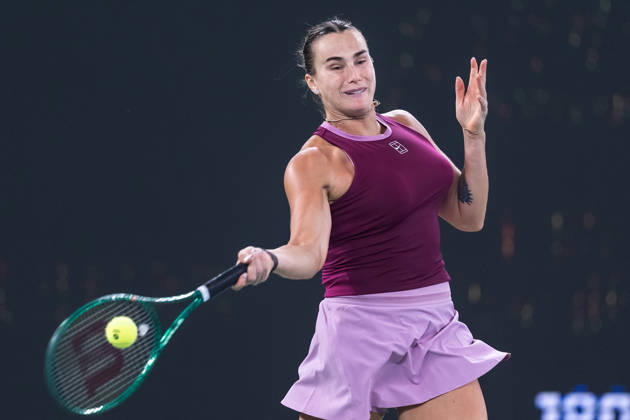 October 14, 2026, Wuhan, Hubei, China: Aryna Sabalenka of Belarus plays against Ann Li of USA ( not in view) during the Wuhan Open final match at the Optics Valley International Tennis Center. Ann li defeated Aryna Sabalenka with a score of 3-6, 6-4, 7-6. Wuhan China - ZUMAs197 20261014_aaa_s197_211 Copyright: xRenxYongx