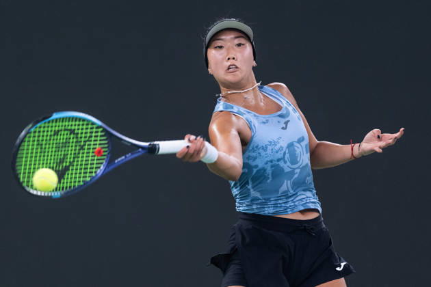 October 14, 2026, Wuhan, Hubei, China: Ann Li of USA plays against with Aryna Sabalenka of Belarus ( not in view) during the Wuhan Open final match at the Optics Valley International Tennis Center. Ann li defeated Aryna Sabalenka with a score of 3-6, 6-4, 7-6. Wuhan China - ZUMAs197 20261014_aaa_s197_215 Copyright: xRenxYongx