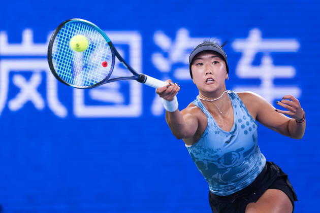 October 14, 2026, Wuhan, Hubei, China: Ann Li of USA plays against with Aryna Sabalenka of Belarus ( not in view) during the Wuhan Open final match at the Optics Valley International Tennis Center. Ann li defeated Aryna Sabalenka with a score of 3-6, 6-4, 7-6. Wuhan China - ZUMAs197 20261014_aaa_s197_216 Copyright: xRenxYongx