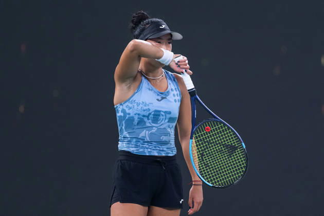 October 14, 2026, Wuhan, Hubei, China: Ann Li of USA plays against with Aryna Sabalenka of Belarus ( not in view) during the Wuhan Open final match at the Optics Valley International Tennis Center. Ann li defeated Aryna Sabalenka with a score of 3-6, 6-4, 7-6. Wuhan China - ZUMAs197 20261014_aaa_s197_220 Copyright: xRenxYongx
