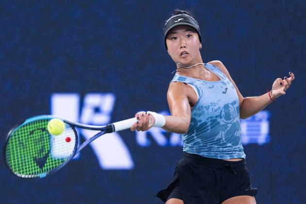 October 14, 2026, Wuhan, Hubei, China: Ann Li of USA plays against with Aryna Sabalenka of Belarus ( not in view) during the Wuhan Open final match at the Optics Valley International Tennis Center. Ann li defeated Aryna Sabalenka with a score of 3-6, 6-4, 7-6. Wuhan China - ZUMAs197 20261014_aaa_s197_222 Copyright: xRenxYongx