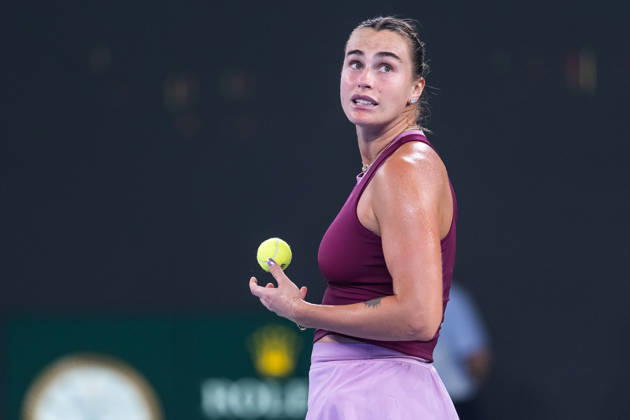 October 14, 2026, Wuhan, Hubei, China: Aryna Sabalenka of Belarus plays against Ann Li of USA ( not in view) during the Wuhan Open final match at the Optics Valley International Tennis Center. Ann li defeated Aryna Sabalenka with a score of 3-6, 6-4, 7-6. Wuhan China - ZUMAs197 20261014_aaa_s197_224 Copyright: xRenxYongx