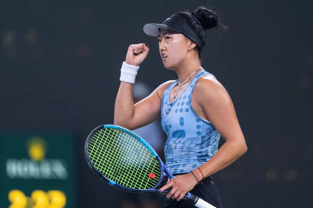 October 14, 2026, Wuhan, Hubei, China: Ann Li of USA celebrates her win against Aryna Sabalenka of Belarus (not in view) during their women s singles match on day 3 of Wuhan Open at the Optics Valley International Tennis Center. Ann li defeated Aryna Sabalenka with a score of 3-6, 6-4, 7-6. Wuhan China - ZUMAs197 20261014_aaa_s197_229 Copyright: xRenxYongx
