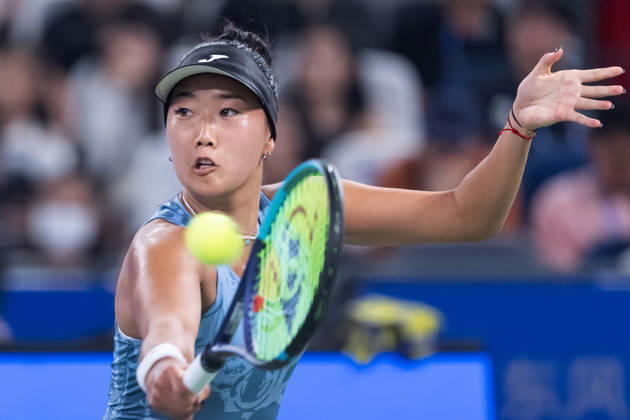 October 14, 2026, Wuhan, Hubei, China: Ann Li of USA plays against with Aryna Sabalenka of Belarus ( not in view) during the Wuhan Open final match at the Optics Valley International Tennis Center. Ann li defeated Aryna Sabalenka with a score of 3-6, 6-4, 7-6. Wuhan China - ZUMAs197 20261014_aaa_s197_230 Copyright: xRenxYongx