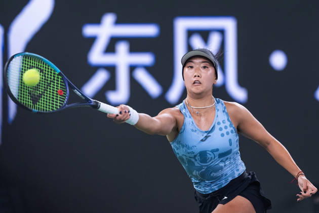 October 14, 2026, Wuhan, Hubei, China: Ann Li of USA plays against with Aryna Sabalenka of Belarus ( not in view) during the Wuhan Open final match at the Optics Valley International Tennis Center. Ann li defeated Aryna Sabalenka with a score of 3-6, 6-4, 7-6. Wuhan China - ZUMAs197 20261014_aaa_s197_231 Copyright: xRenxYongx