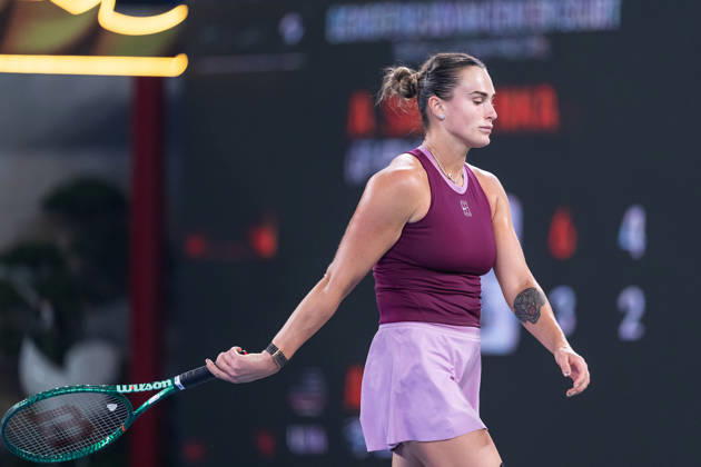 October 14, 2026, Wuhan, Hubei, China: Aryna Sabalenka of Belarus plays against Ann Li of USA ( not in view) during the Wuhan Open final match at the Optics Valley International Tennis Center. Ann li defeated Aryna Sabalenka with a score of 3-6, 6-4, 7-6. Wuhan China - ZUMAs197 20261014_aaa_s197_235 Copyright: xRenxYongx