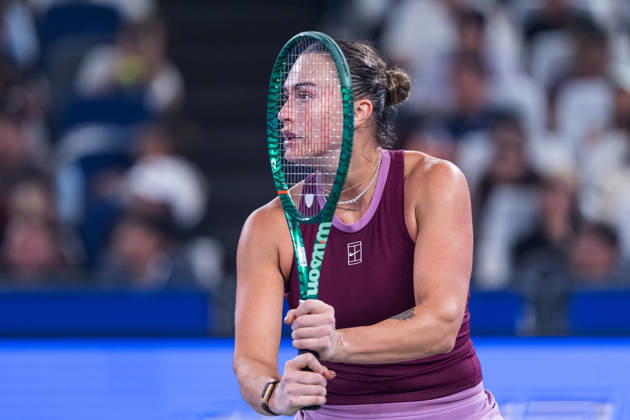 October 14, 2026, Wuhan, Hubei, China: Aryna Sabalenka of Belarus plays against Ann Li of USA ( not in view) during the Wuhan Open final match at the Optics Valley International Tennis Center. Ann li defeated Aryna Sabalenka with a score of 3-6, 6-4, 7-6. Wuhan China - ZUMAs197 20261014_aaa_s197_237 Copyright: xRenxYongx
