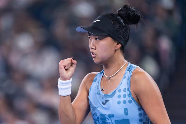 October 14, 2026, Wuhan, Hubei, China: Ann Li of USA celebrates her win against Aryna Sabalenka of Belarus (not in view) during their women s singles match on day 3 of Wuhan Open at the Optics Valley International Tennis Center. Ann li defeated Aryna Sabalenka with a score of 3-6, 6-4, 7-6. Wuhan China - ZUMAs197 20261014_aaa_s197_240 Copyright: xRenxYongx