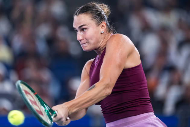 October 14, 2026, Wuhan, Hubei, China: Aryna Sabalenka of Belarus plays against Ann Li of USA ( not in view) during the Wuhan Open final match at the Optics Valley International Tennis Center. Ann li defeated Aryna Sabalenka with a score of 3-6, 6-4, 7-6. Wuhan China - ZUMAs197 20261014_aaa_s197_241 Copyright: xRenxYongx