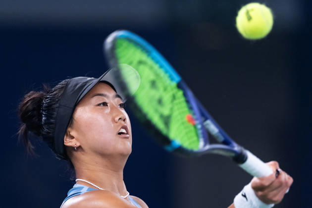 October 14, 2026, Wuhan, Hubei, China: Ann Li of USA plays against with Aryna Sabalenka of Belarus ( not in view) during the Wuhan Open final match at the Optics Valley International Tennis Center. Ann li defeated Aryna Sabalenka with a score of 3-6, 6-4, 7-6. Wuhan China - ZUMAs197 20261014_aaa_s197_242 Copyright: xRenxYongx