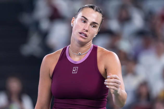 October 14, 2026, Wuhan, Hubei, China: Aryna Sabalenka of Belarus plays against Ann Li of USA ( not in view) during the Wuhan Open final match at the Optics Valley International Tennis Center. Ann li defeated Aryna Sabalenka with a score of 3-6, 6-4, 7-6. Wuhan China - ZUMAs197 20261014_aaa_s197_245 Copyright: xRenxYongx