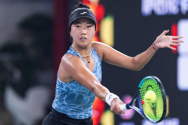 October 14, 2026, Wuhan, Hubei, China: Ann Li of USA plays against with Aryna Sabalenka of Belarus ( not in view) during the Wuhan Open final match at the Optics Valley International Tennis Center. Ann li defeated Aryna Sabalenka with a score of 3-6, 6-4, 7-6. Wuhan China - ZUMAs197 20261014_aaa_s197_246 Copyright: xRenxYongx