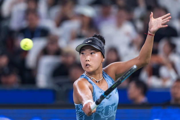 October 14, 2026, Wuhan, Hubei, China: Ann Li of USA plays against with Aryna Sabalenka of Belarus ( not in view) during the Wuhan Open final match at the Optics Valley International Tennis Center. Ann li defeated Aryna Sabalenka with a score of 3-6, 6-4, 7-6. Wuhan China - ZUMAs197 20261014_aaa_s197_247 Copyright: xRenxYongx