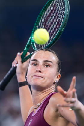 October 14, 2026, Wuhan, Hubei, China: Aryna Sabalenka of Belarus plays against Ann Li of USA ( not in view) during the Wuhan Open final match at the Optics Valley International Tennis Center. Ann li defeated Aryna Sabalenka with a score of 3-6, 6-4, 7-6. Wuhan China - ZUMAs197 20261014_aaa_s197_248 Copyright: xRenxYongx