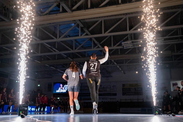 HSG Blomberg Lippe GER vs. HC Leipzig GER, Handball, Women s Handball Bundesliga 1, Matchday 6, 2026–2027 Season, Blomberg, October 14, 2026: Lara Lepschi of HSG Blomberg Lippe, age 27, during the warm-up at the Blomberg Synflex Arena on Ulmenallee, Germany