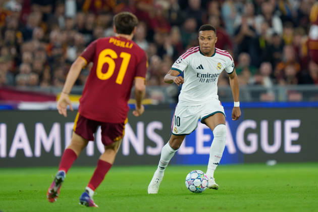 AS Roma v Real Madrid C.F. - UEFA Champions League 2026 27 League Phase MD2 Kylian Mbappe of Real Madrid CF in action during the AS Roma v Real Madrid C.F. - UEFA Champions League 2026 27 League Phase MD2 at Stadio Olimpico on October 14, 2026 in Rome, Italy Rome Stadio Olimpico Lazio Italy Copyright: xGiuseppexMaffiax 261014_UCL_Roma-RealMadrid_GM_07964
