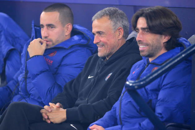 MANCHESTER, ENGLAND - OCTOBER 14: Paris Saint-Germain Manager Luis Enrique during the UEFA Champions League 2026 27 League Phase MD2 match between Manchester City and Paris Saint-Germain at City of Manchester Stadium on October 14, 2026 in Manchester, England. Copyright: xMBxMediax