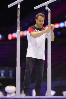 Thomas Andergassen, GER, during podium practice at the 2026 World Championships in Rotterdam on October 15, 2026