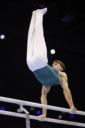 Timo Eder, GER, during podium practice at the 2026 World Championships in Rotterdam on October 15, 2026
