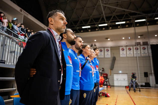 261015 Players from Hungary line up ahead of the FIFA Futsal World Cup qualifying match between Hungary and Sweden on October 15, 2026 in Nyíregyháza. Photo: Bildbyran EXT BILDBYRÅN COP 18 XYA131 futsal national team Hungary Sweden national team Sweden BBENG World Cup qualifier Hungary  Copyright: BILDBYRANxEXT BB261015BB562