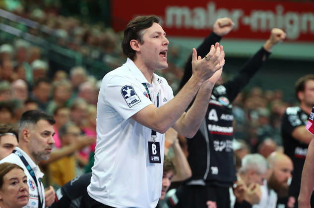 October 15, 2026, xovx, Opel Handball Bundesliga, HSG Wetzlar vs. HC Erlangen, Coach Johannes Sellin, HC Erlangen, Wetzlar, Buderus Arena, Hesse, Germany, DE