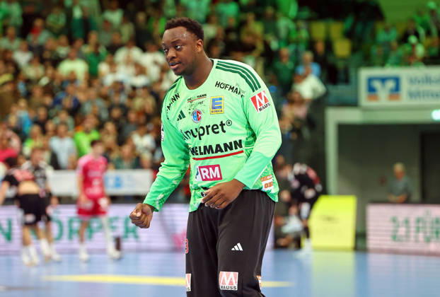 October 15, 2026, xovx, Opel Handball Bundesliga, HSG Wetzlar vs. HC Erlangen; Rubens Pierre celebrates; HC Erlangen vs. Wetzlar; Buderus Arena; Hesse, Germany; DE