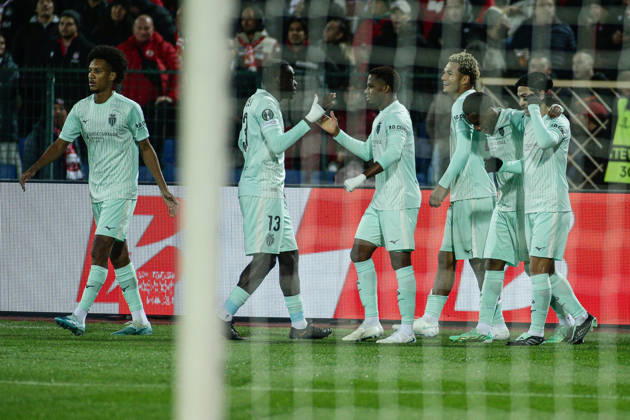 IPA89724663 - Monaco s players celebrate after scoring during the UEFA Conference League match between PFC CSKA and AS Monaco at Vasil Levski National Stadium in Sofia, Bulgaria, on October 15, 2026  Copyright: xIvanxSxIvanov IPAxSportx xx IPA89724663 IPA89724663