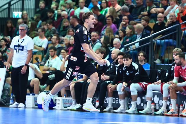 Maxsim Lochman of HC Erlangen, 32, celebrates GER, HSG Wetzlar vs. HC Erlangen, Handball, Opel Handball Bundesliga, Matchday 9, 2026–2027 season, October 15, 2026, GER, HSG Wetzlar vs. HC Erlangen, Handball, Opel Handball Bundesliga, Matchday 9, 2026–2027 season, October 15, 2026, Wetzlar Copyright: xEibner-Pressefoto RenexWeissx EP_RWS
