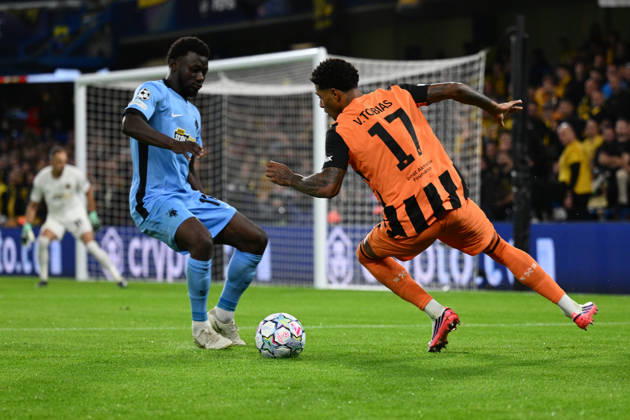 LONDON, ENGLAND - OCTOBER 14: Vinicius Tobias of FC Shakhtar Donetsk during the UEFA Champions League 2026 27 League Phase MD2 match between FC Shakhtar Donetsk and AEK Athens at Stamford Bridge on October 14, 2026 in London, England. (Photo by Yaroslav Dunka Sports Press Photo) Copyright: xYaroslavxDunkax xSPPx Sportspressphoto_SPR257085