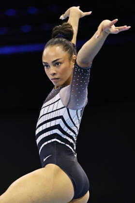 Hezly Rivera, USA, during podium training at the 2026 World Championships in Rotterdam on October 15, 2026