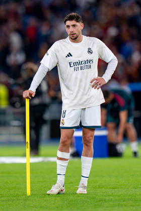 AS Roma v Real Madrid C.F. - UEFA Champions League 2026 27 League Phase MD2 Federico Valverde of Real Madrid CF looks on during the AS Roma v Real Madrid C.F. - UEFA Champions League 2026 27 League Phase MD2 at Stadio Olimpico on October 14, 2026 in Rome, Italy Rome Stadio Olimpico Lazio Italy Copyright: xGiuseppexMaffiax 261014_UCL_Roma-RealMadrid_GM_04327